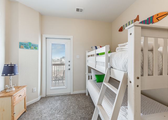 Upstairs loft with twin over twin bunk beds