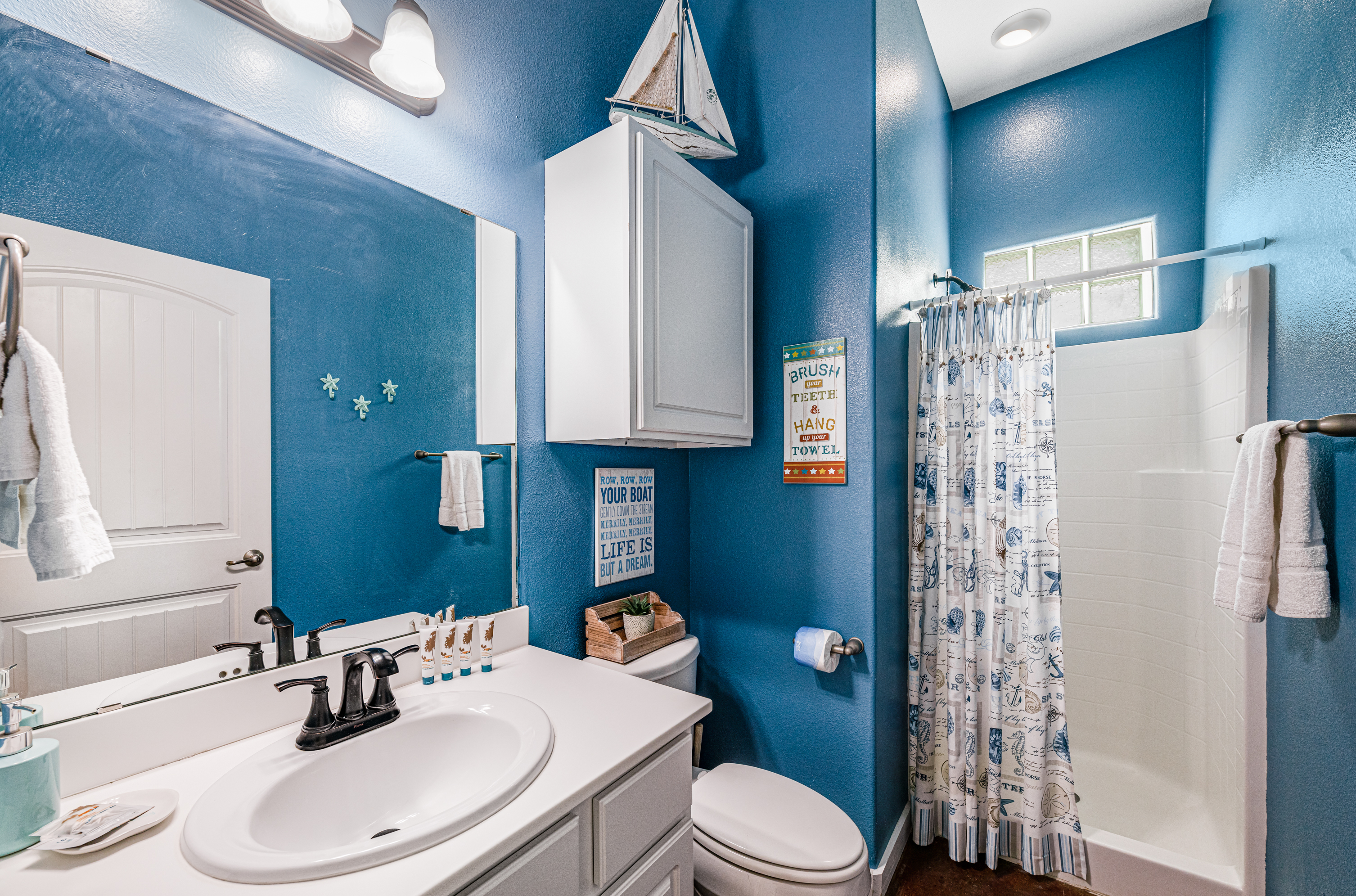 Nautical Themed 2nd Guest Full Bath With Walk-In Shower