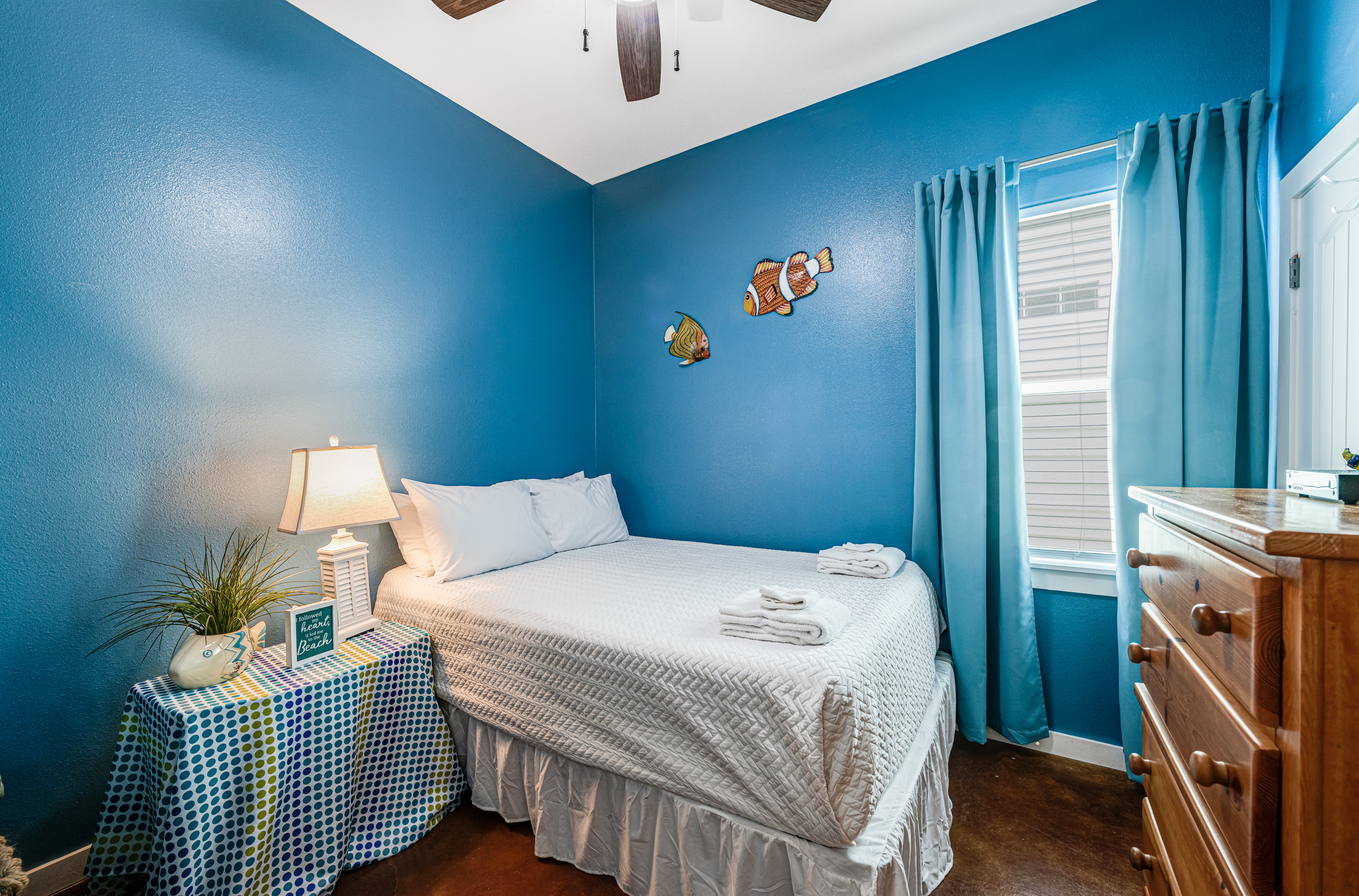 Sea Life Accents are Also Found in the 3rd Cozy Queen Bedroom with Attached Full Bath and Walk-In Shower