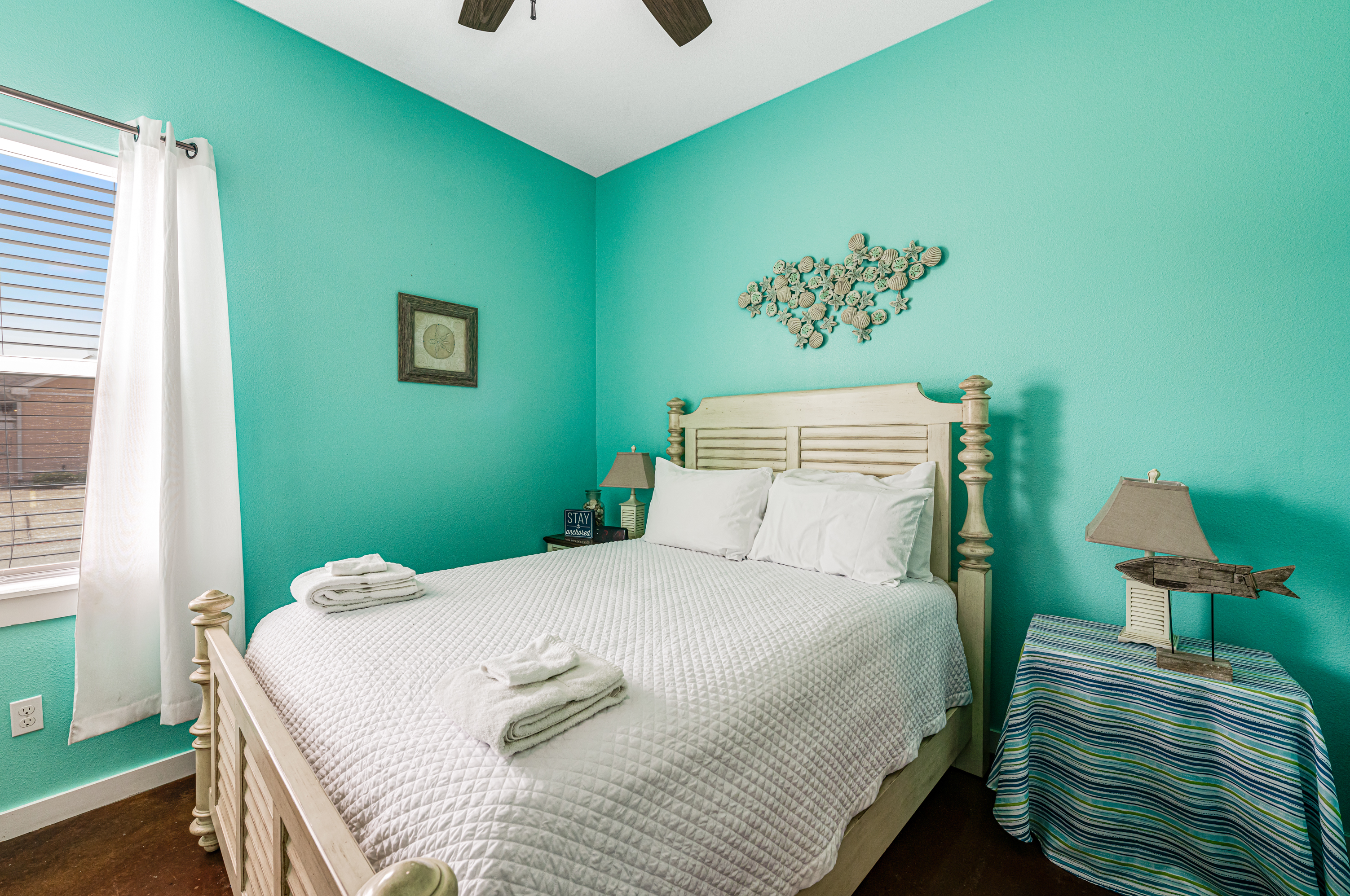 Beach Themes Continue into 2nd Queen Bedroom with Attached Full Bath 