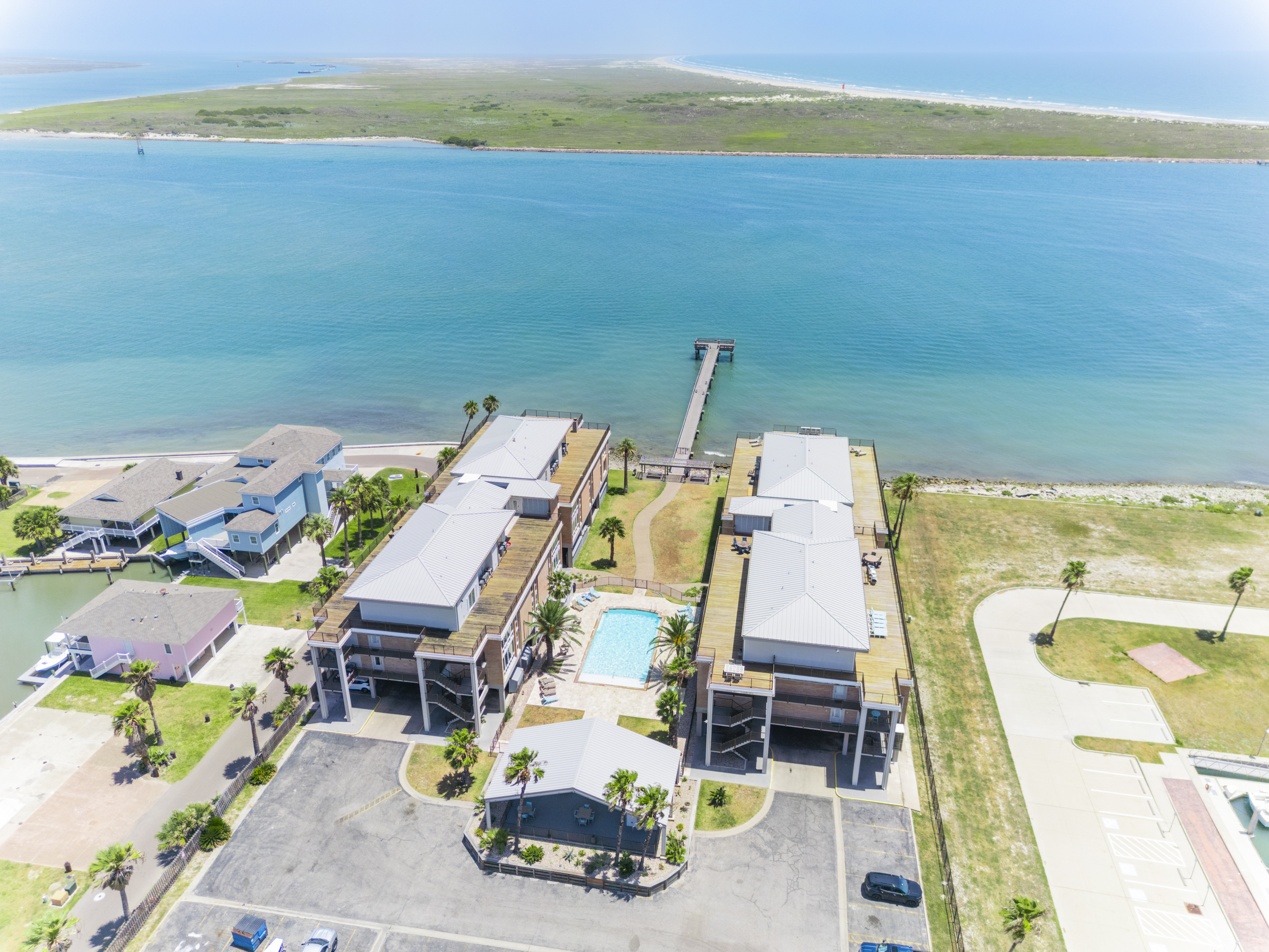 View of Channelview Condominiums and Private Pier from Above