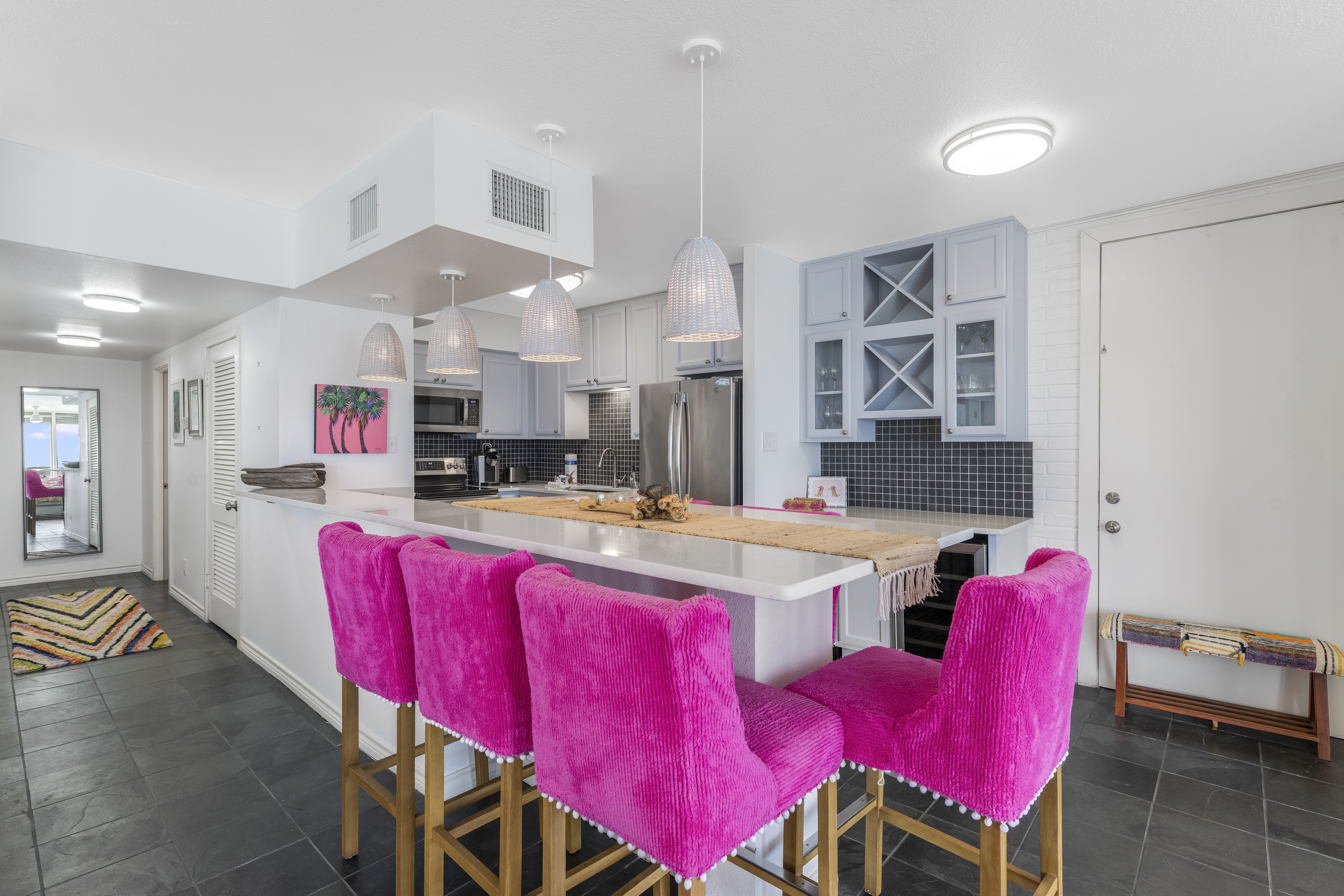 Stool-Top Dining Area with Fun Pops of Color