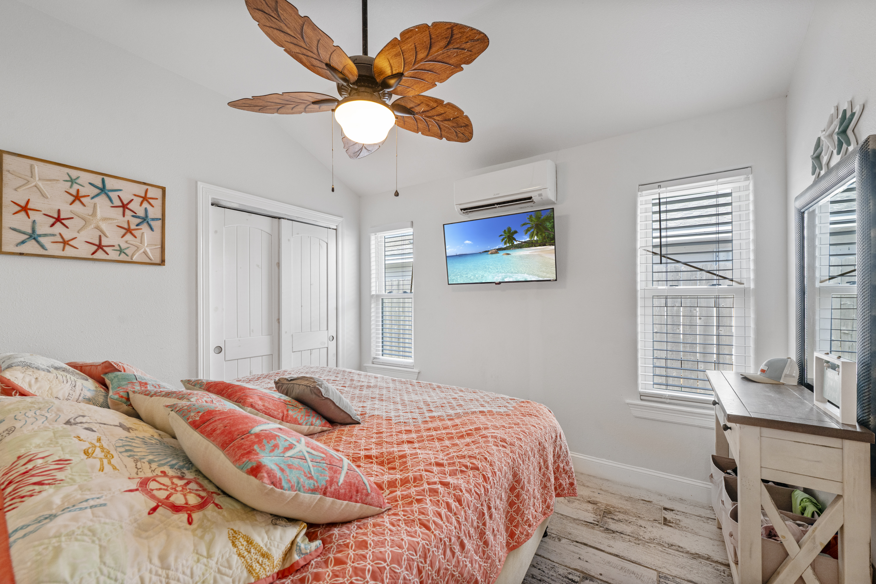 Coastal King Bedroom with TV and Relaxing Vibes