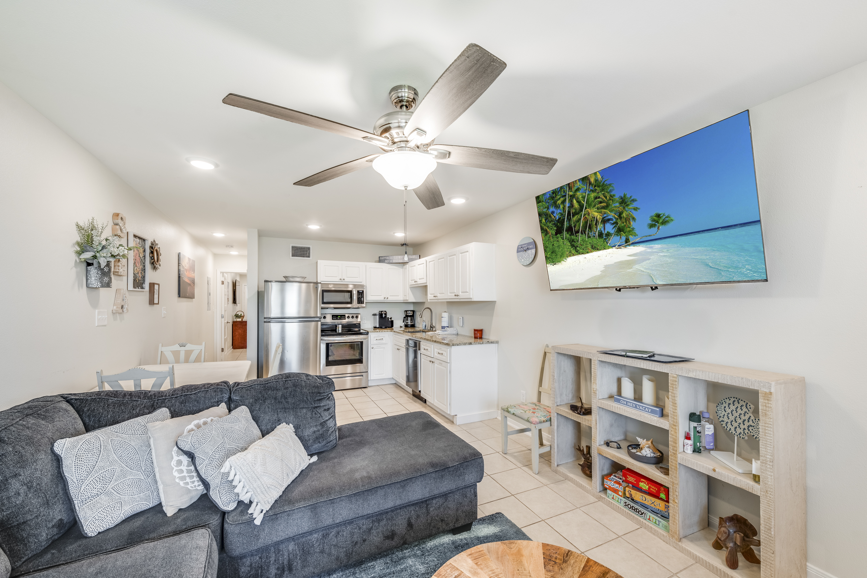 A welcoming living space with coastal charm, designed for your comfort and ease.