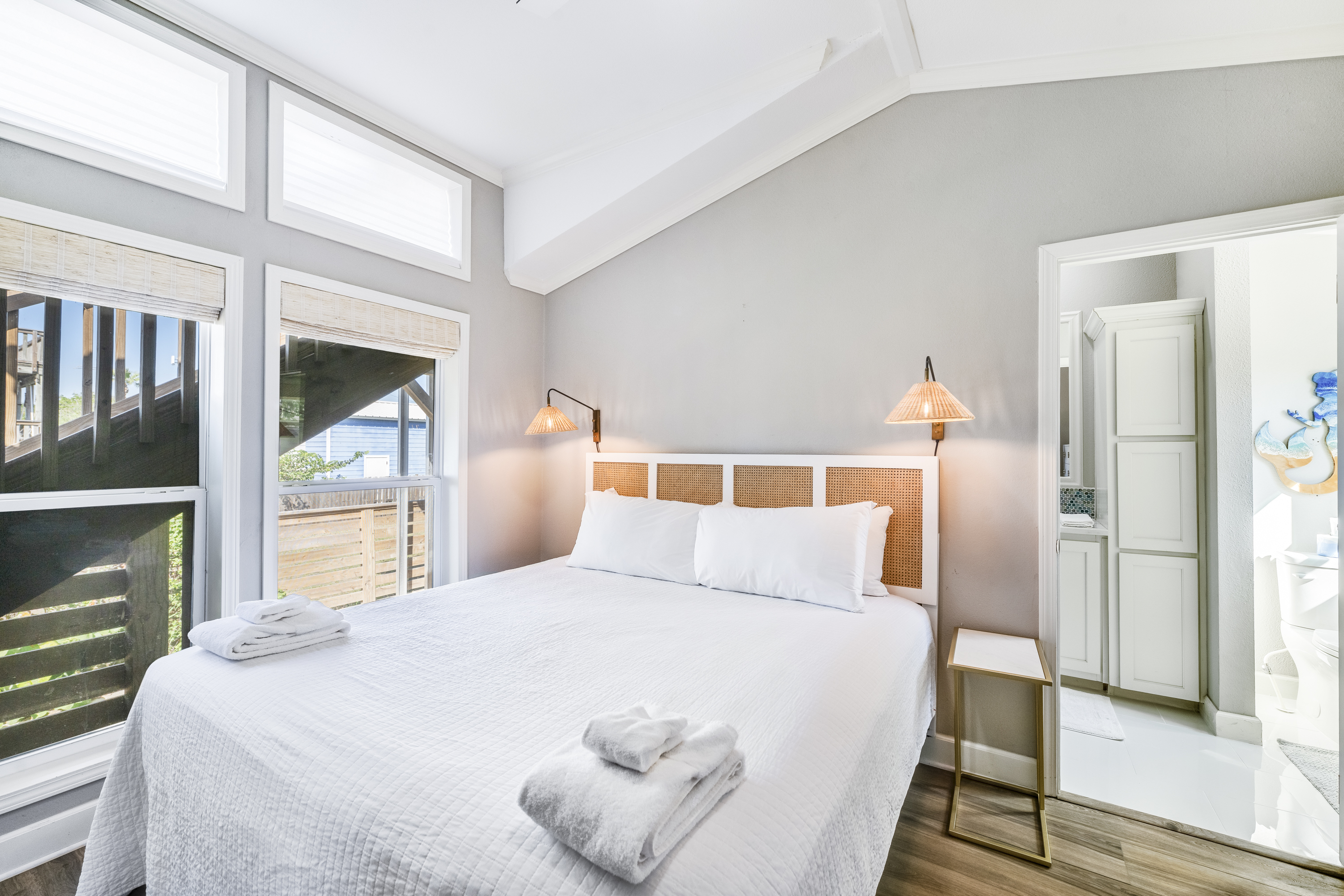 The spacious main bedroom offers a luxurious king-size bed and a private en suite bathroom — a peaceful haven designed for rest, relaxation, and a touch of indulgence.