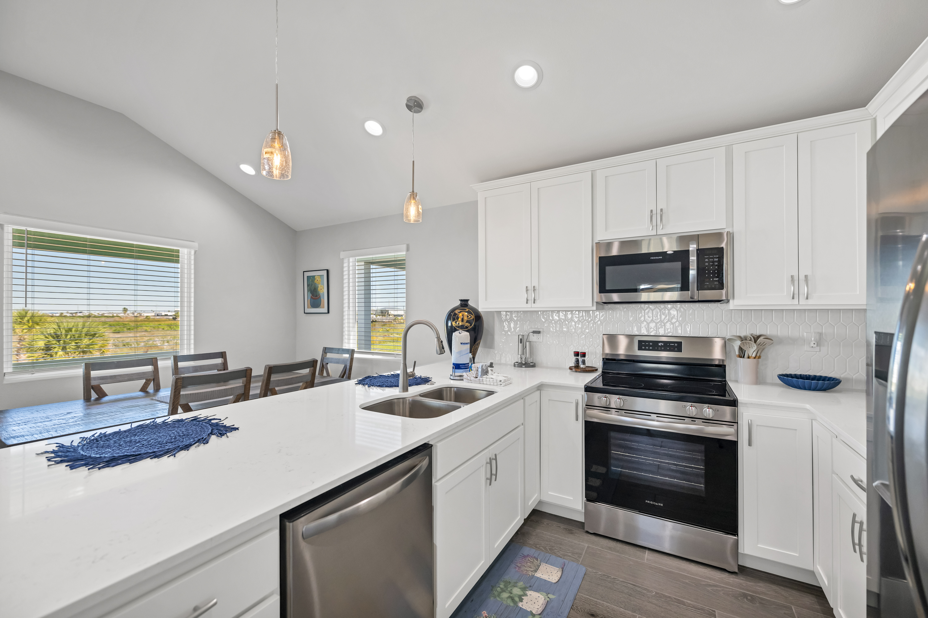 Modern kitchen with stainless steel appliances