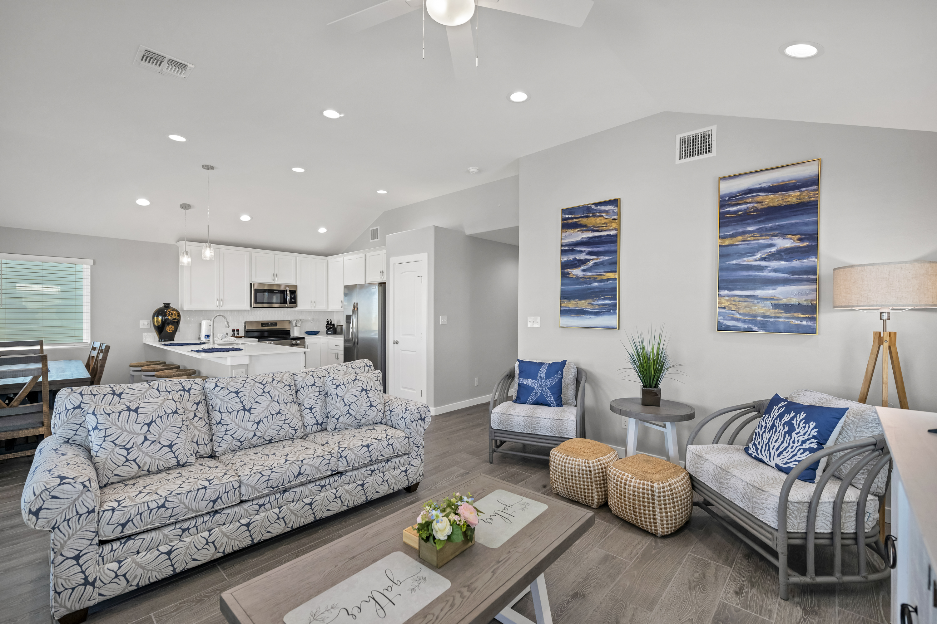 A bright, coastal-inspired living room designed for comfort and tranquility