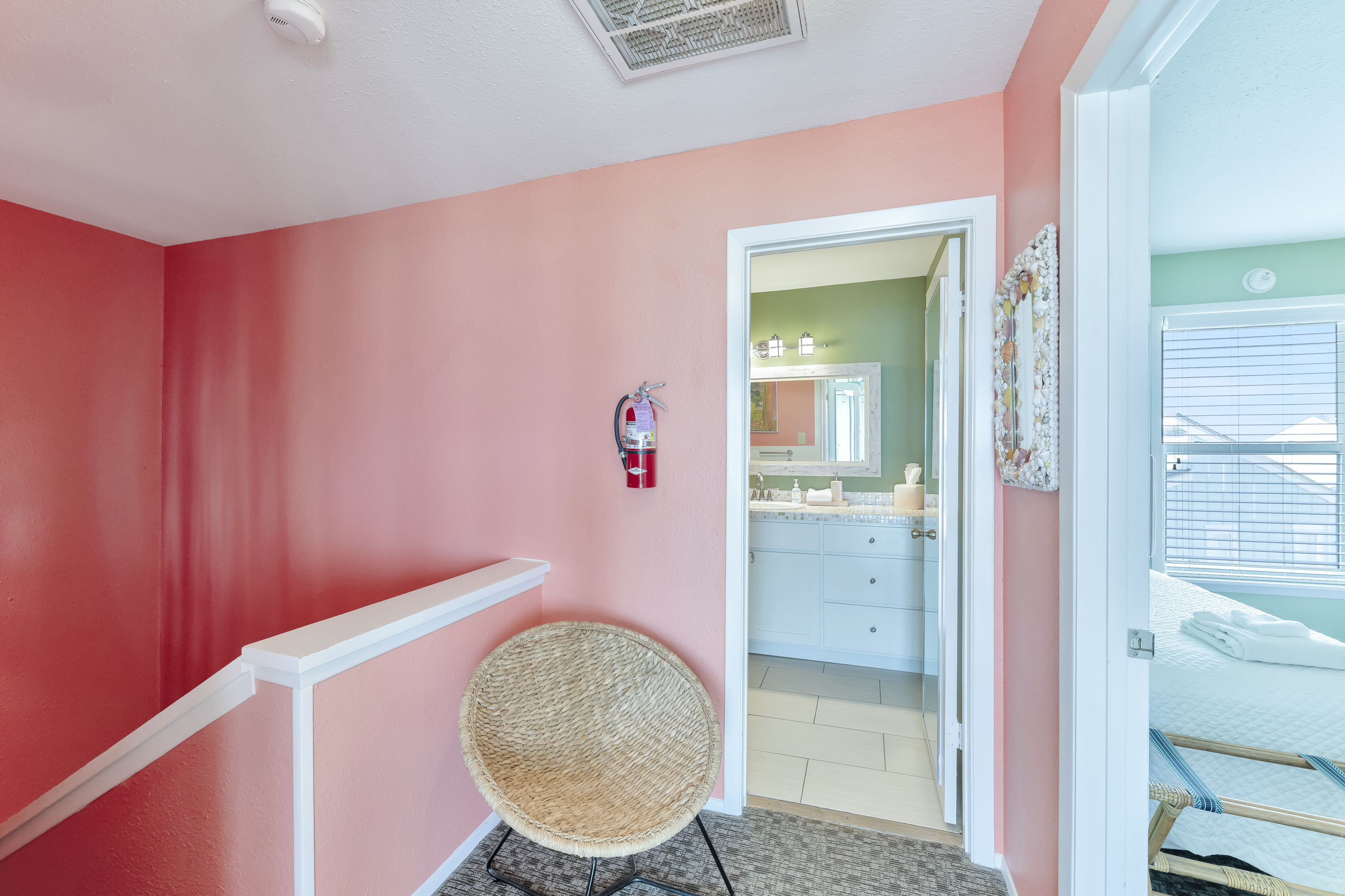 Cozy seating right outside the 3rd floor bathroom