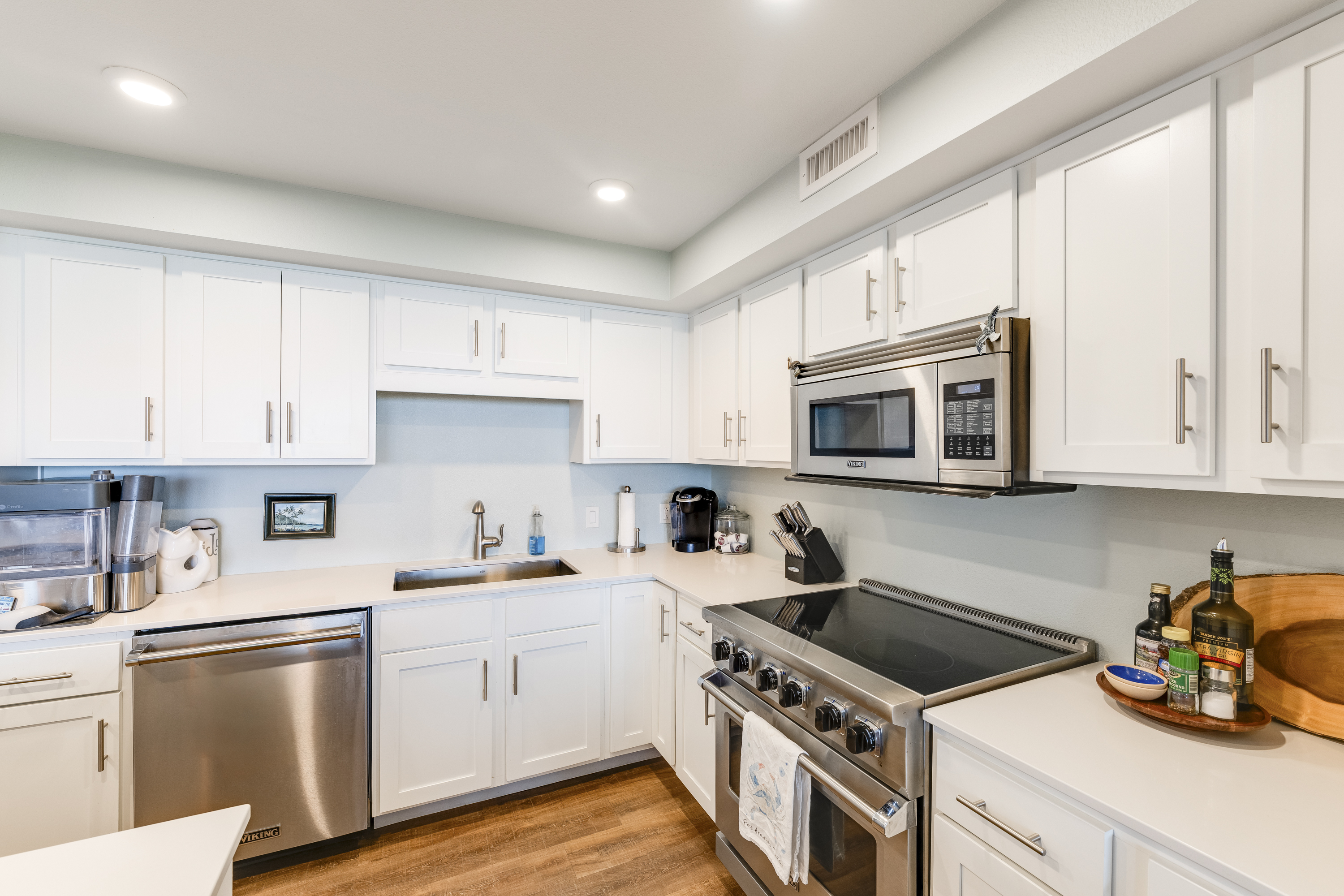 Modern kitchen with stainless steel appliances