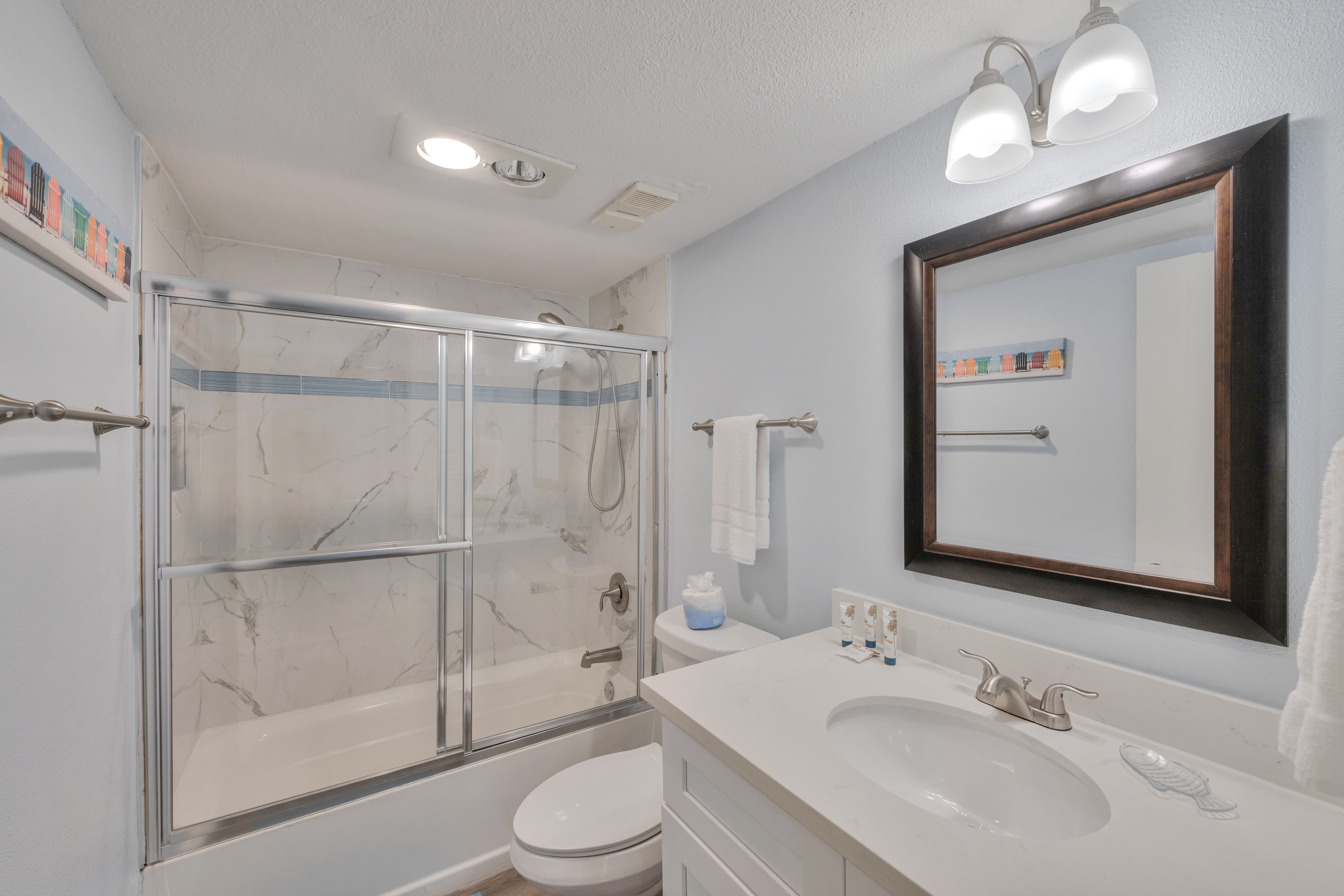 The second bathroom offers a tub/shower combo—perfect for soaking your worries away.