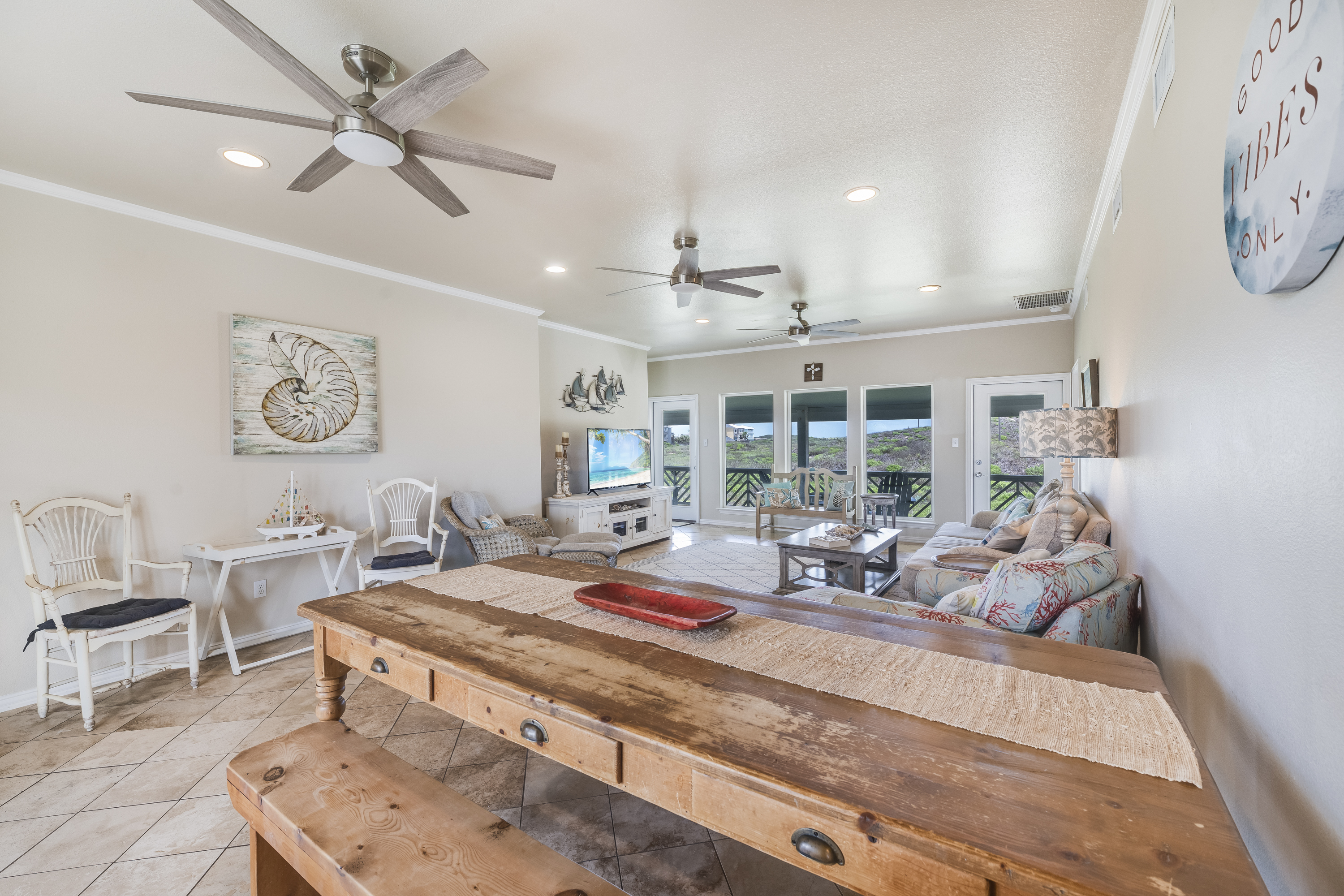 Stylish dining area with a touch of tropical paradise