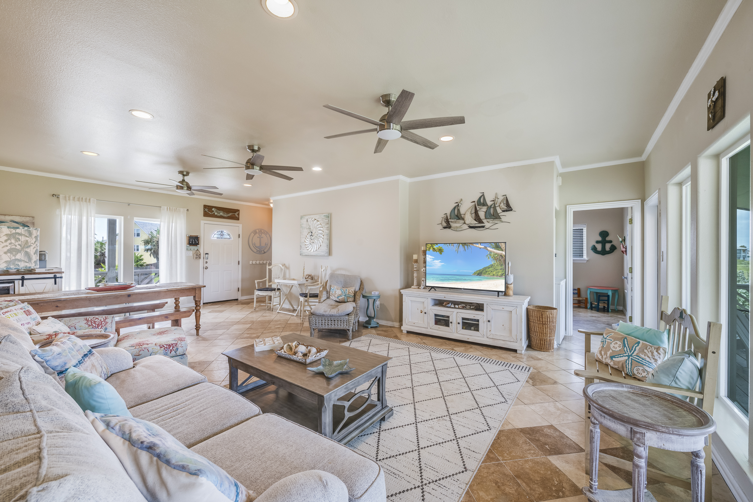 Reel in Some Relaxation - Your living room TV is ready for movie nights after a day on the water 