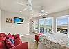 Mounted TV for convenience and spectacular views from Balcony access doors and windows!  