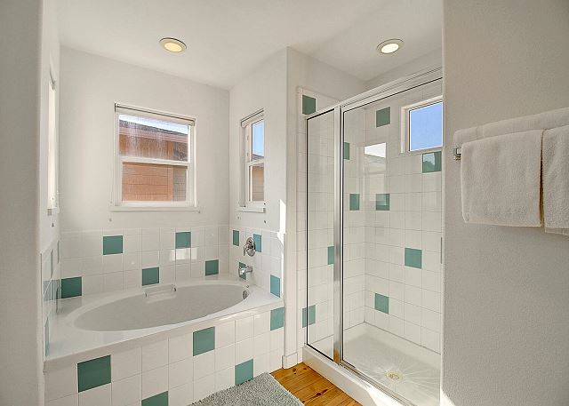 Bathroom With Tub and Walk-in Shower