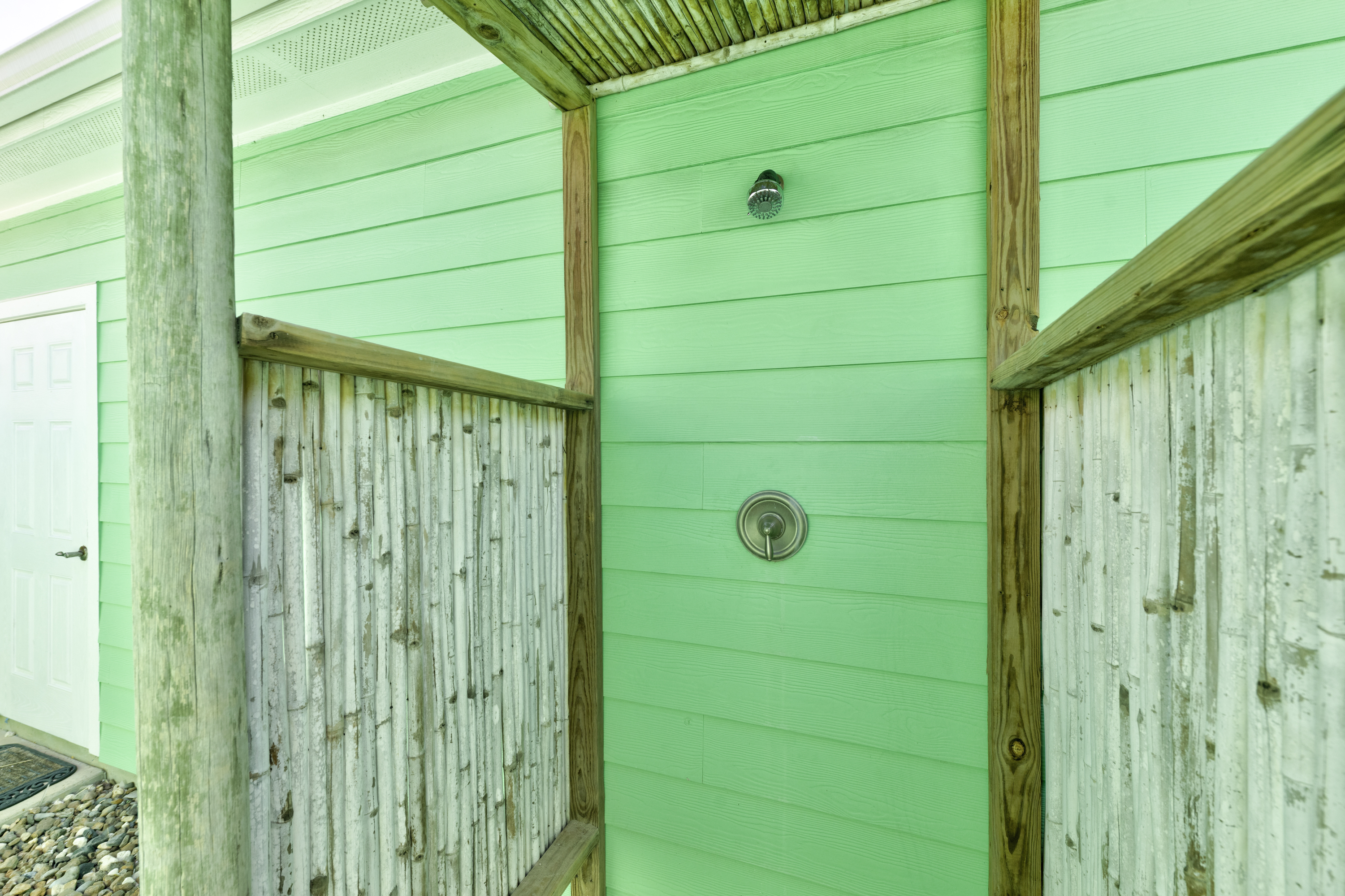 Outdoor shower for sandy toes!