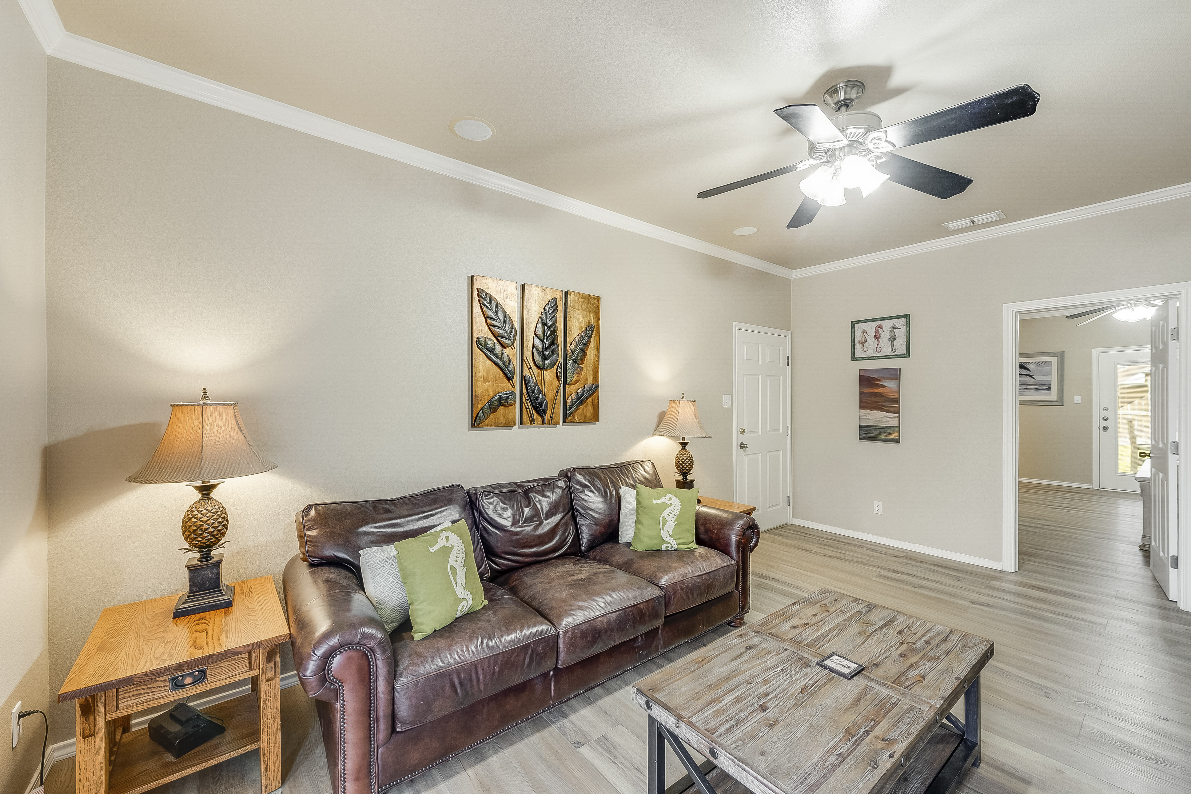 The first of two living rooms.