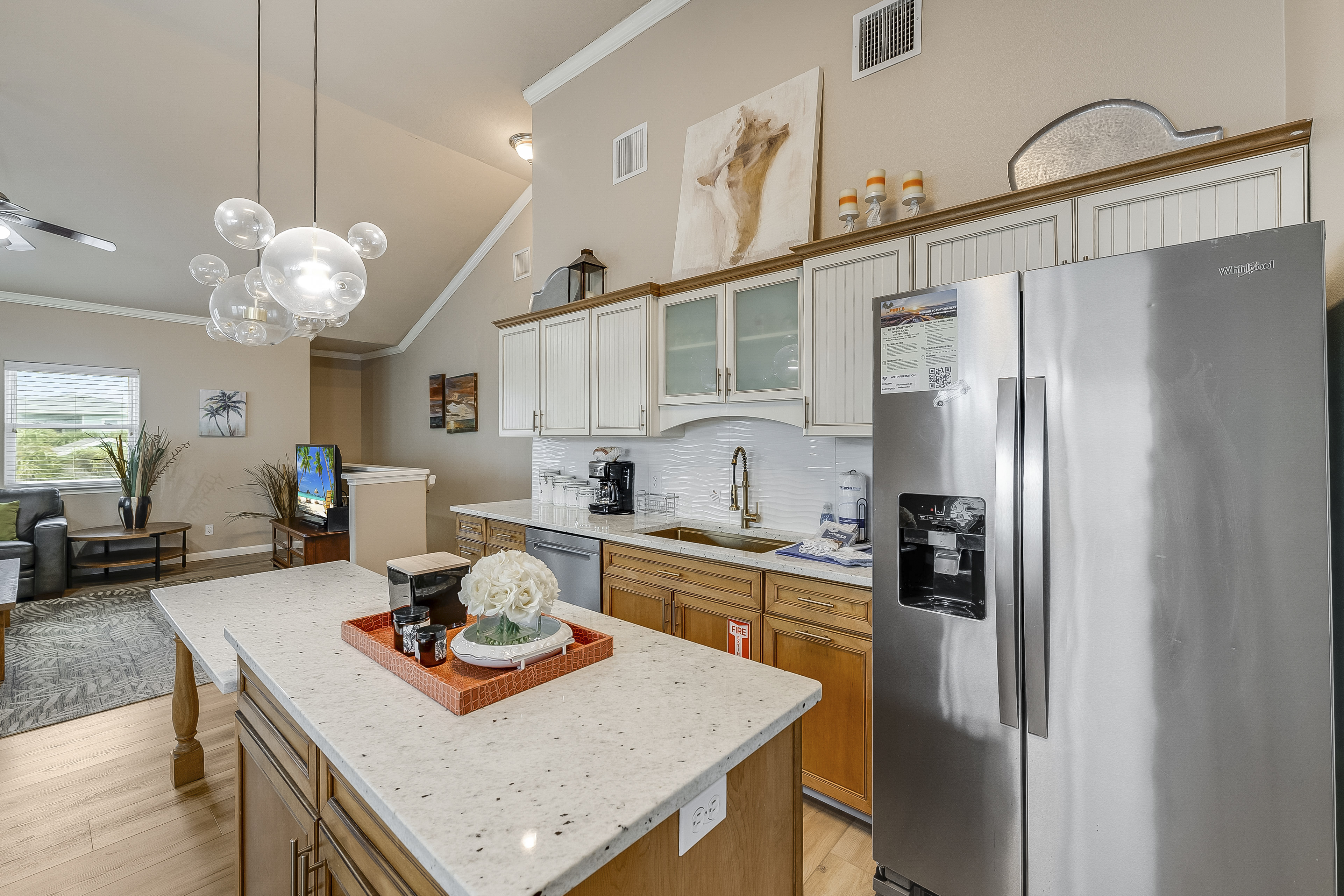 Plenty of space in the kitchen to make your morning coffee with a drip coffee maker.