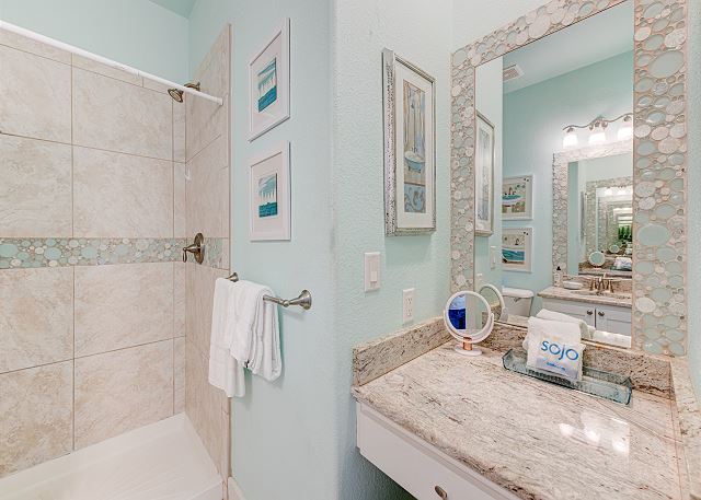 Shared bathroom with walk in shower