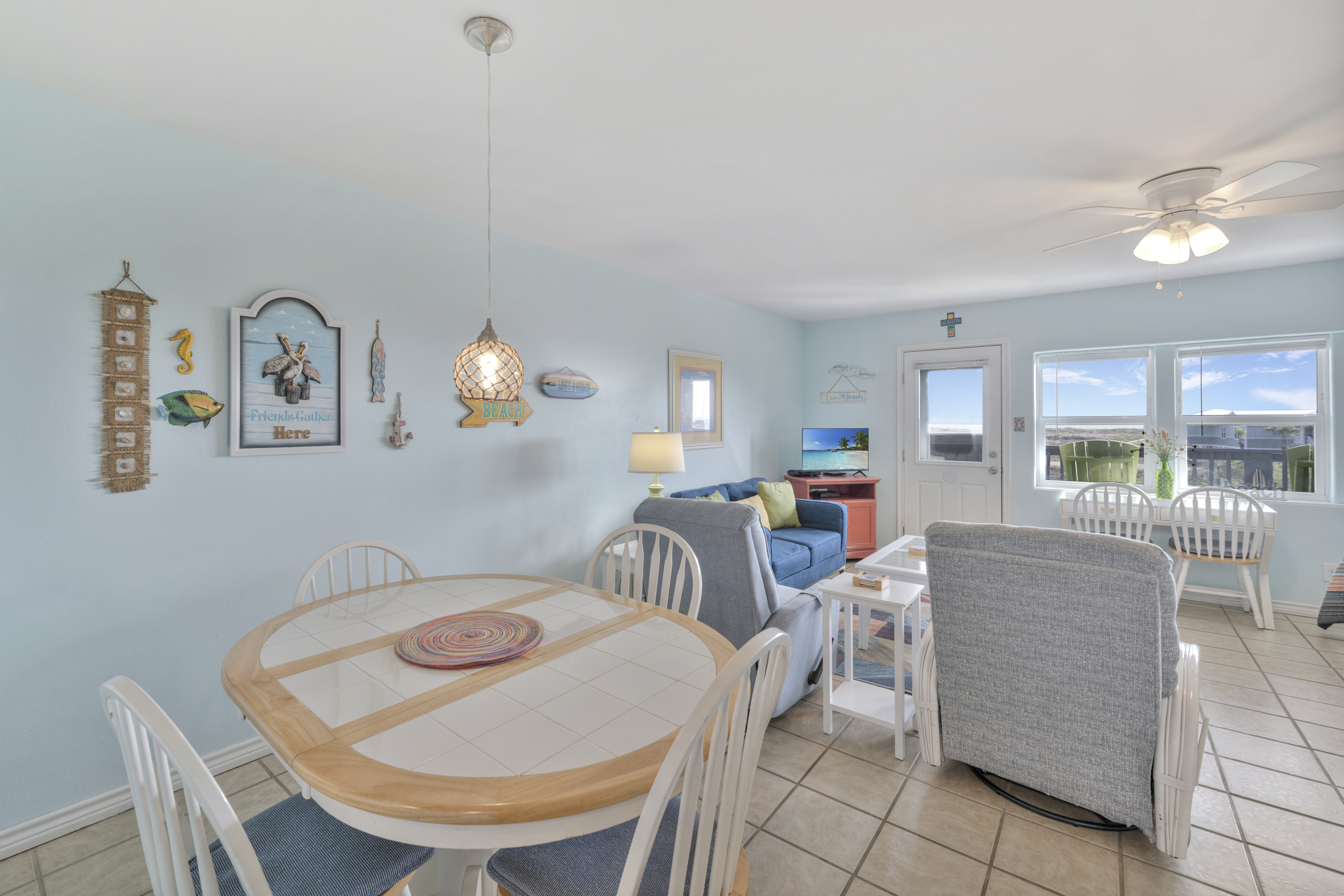 Stylish dining area with a touch of tropical paradise