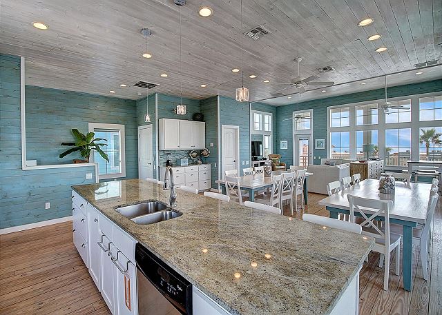 Breakfast bar overlooking dining/family room