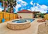 Private lighted swimming pool with loungers for catching some sun! 