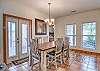 Natural light illuminates the dining space