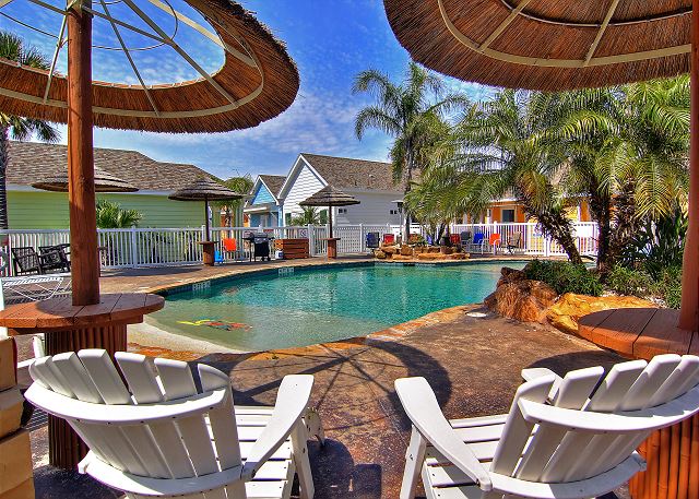 Cabanas to relax under by the pool