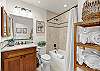 Guest bath offers a shower/tub combo