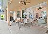 Sliding doors open up to the pool area