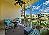 The screened in lanai offers lake view