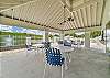 Covered seating by the community pool