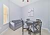 Dining and reading nook. The pull out couch can sleep an extra guest