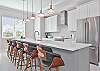 Fully equipped kitchen with large island seating