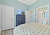 A Queen bed and smart TV with streaming only in the guest bedroom