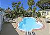 Beautiful pool deck. Pool with spa jets, heated in the winter.