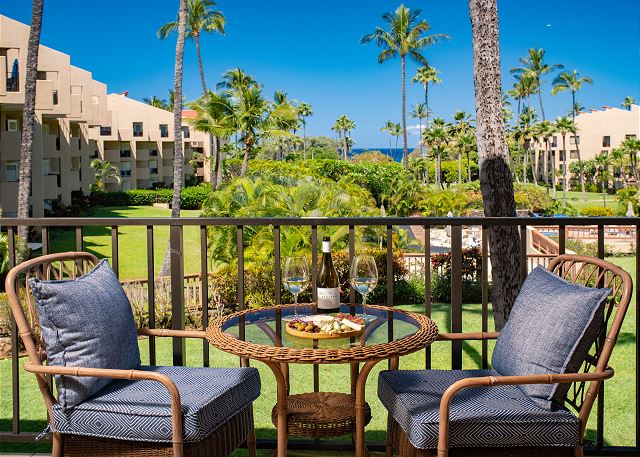 Private balcony with garden views.