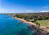 Aerial view of sandy beach and turquoise ocean