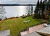 Outdoor space with private dock on Lake Namakagon. The backyard also has a firepit. 