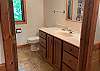 The first bathroom with a shower/tub combo.