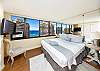 Comfortable queen-sized bed, night stands and flat-screen TV.