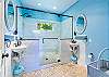 Gorgeous walk-in shower and double sinks, Dancing Bamboo