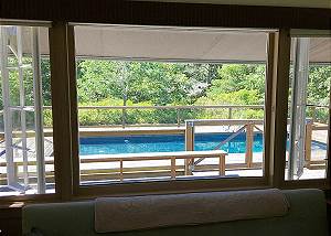 View of pool from living room