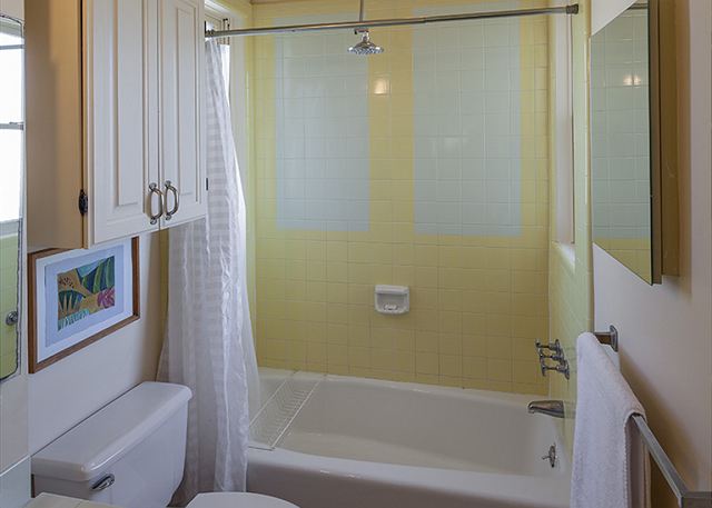 The bath adjacent to the front bedroom features a full size bath The bath adjacent to the front bedroom features a full size bath