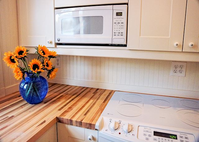 Newly Renovated Kitchen with Butcher Block Countertops Newly Renovated Kitchen with Butcher Block Countertops