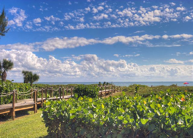 The Shorewood boardwalk and Gulf of Mexico view.