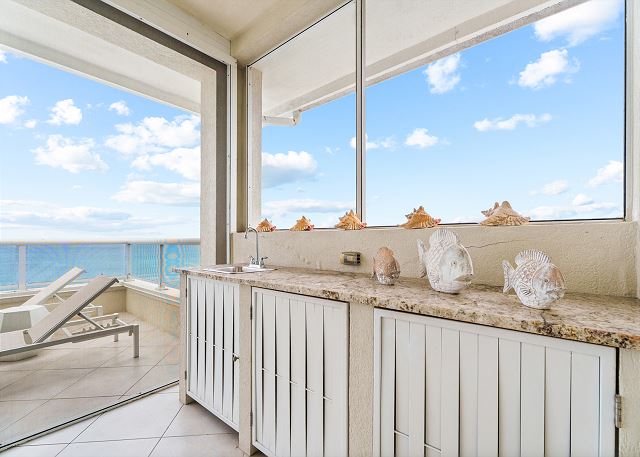 Outdoor Living / Dining Space with Direct Views of the Ocean