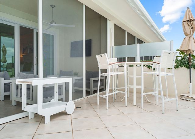 Outdoor Living / Dining Space with Direct Views of the Ocean