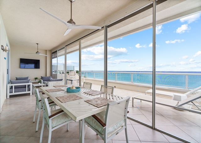 Outdoor Living / Dining Space with Direct Views of the Ocean