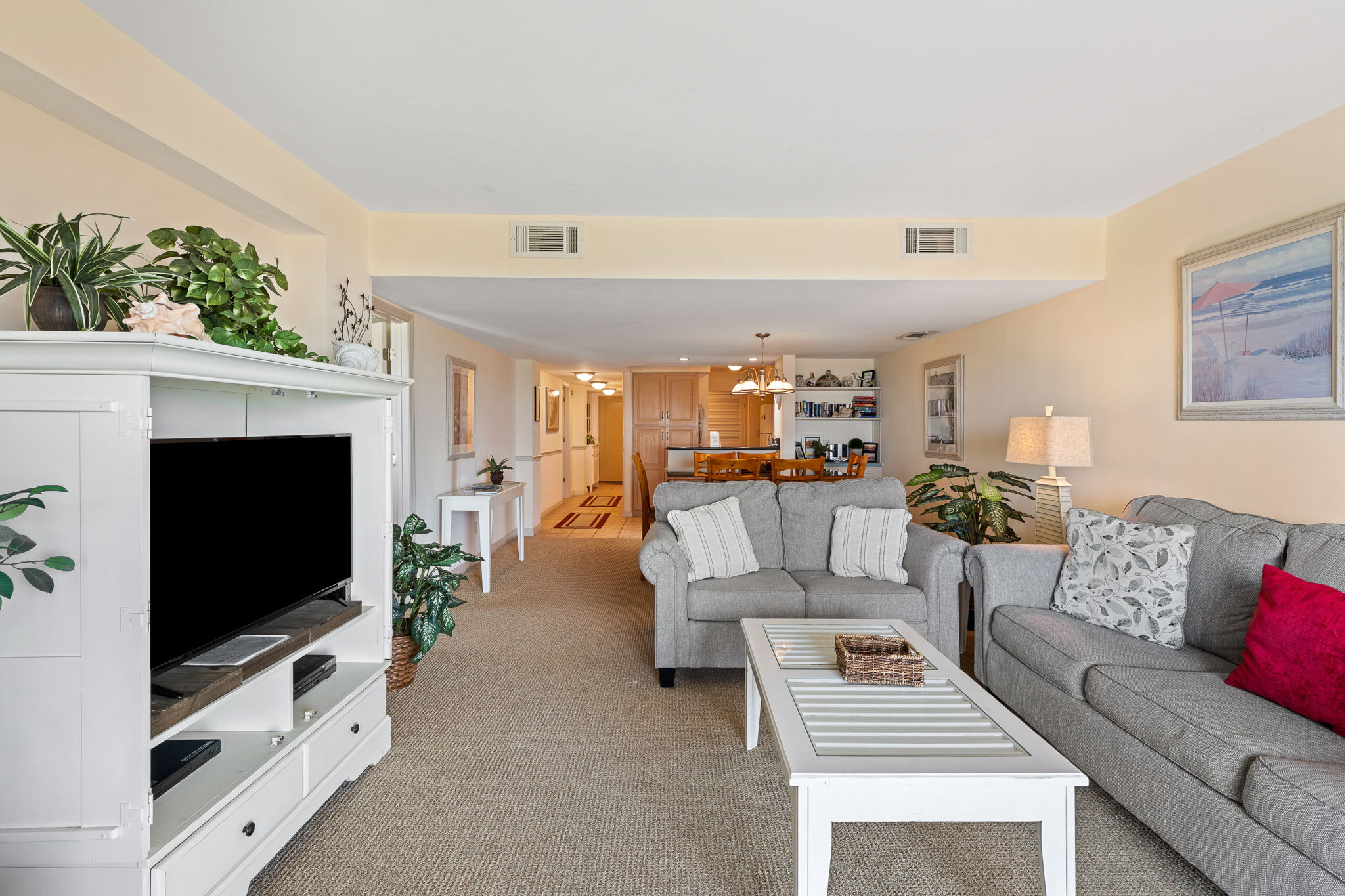Oceanfront Living Room with Flat Screen TV