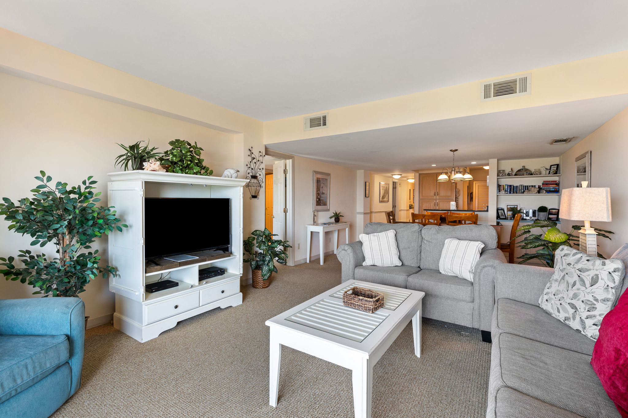Oceanfront Living Room with Flat Screen TV